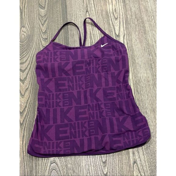 Nike Tops - Nike Womens Dri-Fit Athletic Tank Top Logo Print Spaghetti Strap Purple Size S